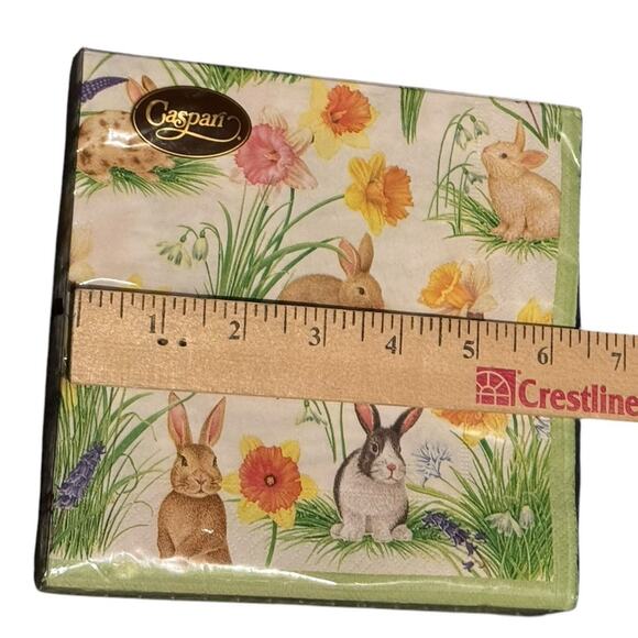 Caspari Easter Bunnies Daffodils Paper Napkins Dinner Gathering Party Sealed - Picture 4 of 6
